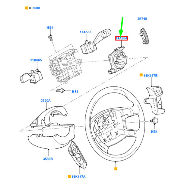 1862423 - NEW FORD MONDEO MK3 STEERING WHEEL COVER AND CONTACT PLATE ASSY 1862423 ORIGINAL