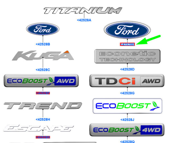 1881398 - NEW FORD KUGA MK2 C520 BOOTLID BADGE NAME PLATE DJ54-402A16-AA 1881398 ORIGINAL