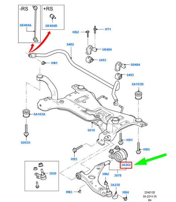 1883046 - NEW FORD FOCUS MK2 FRONT HANDLEBAR ARM FEMALE 3M5J-3A262-BP 1883046 ORIGINAL