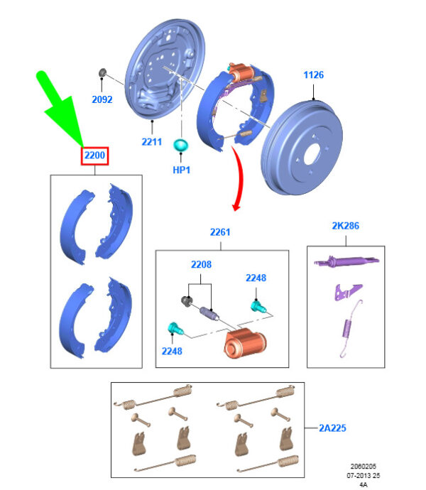1887540 - NEW FORD TOURNEO COURIER REAR BRAKE SHOE SET EY16-2200-AB 1887540 ORIGINAL