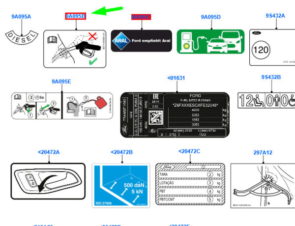 1905058 - NEW FORD TRANSIT MK4 STICKERS 1905058 AU51-9A095-AB ORIGINAL