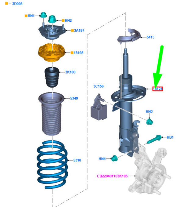 1905889 - NEW FORD B-MAX B232 FRONT LEFT SHOCK ABSORBER AP31-18K001-AF 1905889 ORIGINAL