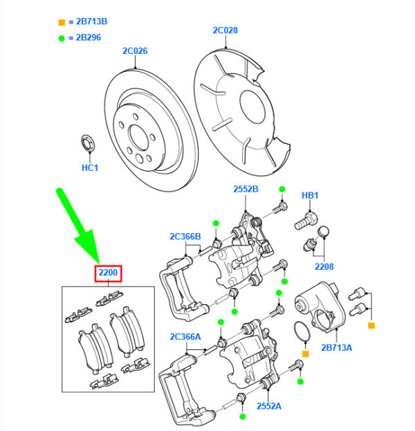 1916606 - NEW FORD GALAXY MK2 REAR BRAKE PADS SET 1916606 ME6G9J-2M008-FB ORIGINAL