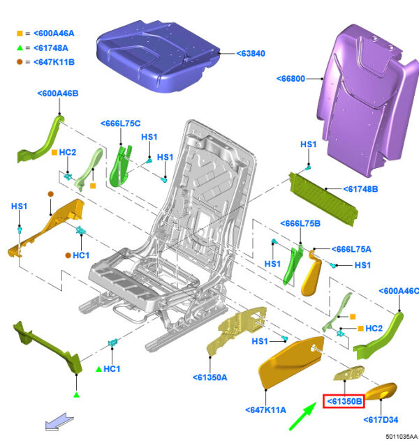 1921527 - Ford Galaxy MK3, exterior insulation for rear left seat, 1921527, original part