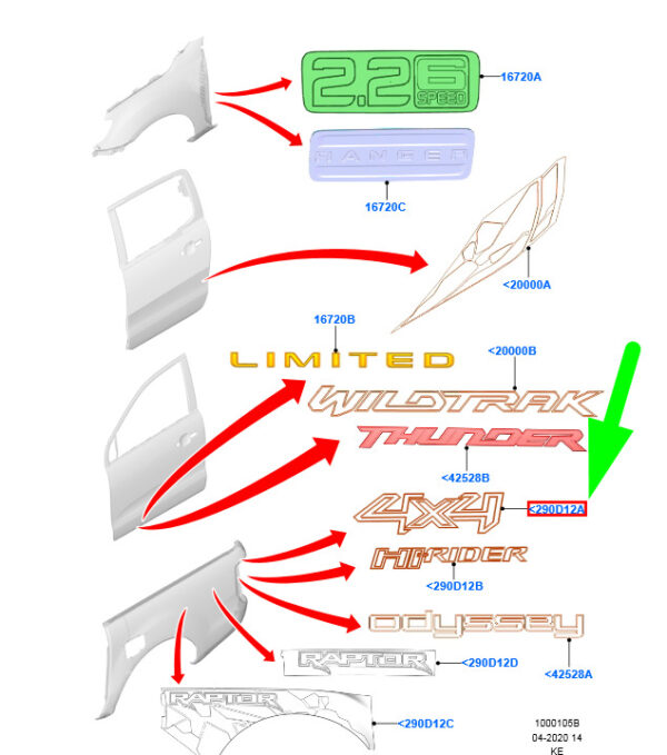 1921672 - NEW FORD RANGER T6 MK3 REAR DECAL STRIP 4X4 1921672 EB3B-41290D12-AA5BMT