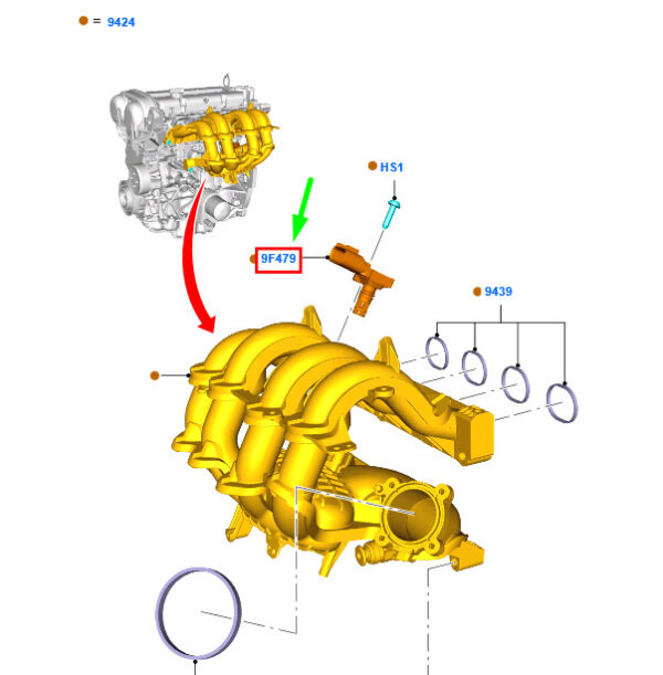1940807 - NEW FORD FIESTA MK6 WT MANF ABSOLUTE PRESS SENSOR 1940807 2S6A-9F479-CC ORIGINAL
