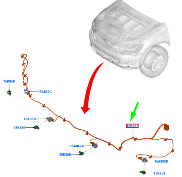 2004919 - FORD RANGER T6 MK1 Front Parking Aid Wiring EB3T-14369-BE 2004919 NEW GENUINE