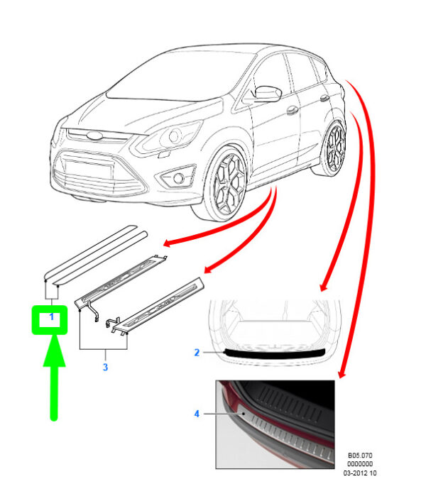 2008579 - NEW FORD C-MAX MK2 FRONT DOOR SCUFF PLATE SET AMAM5J-R132A18-AB 2008579 ORIGINAL