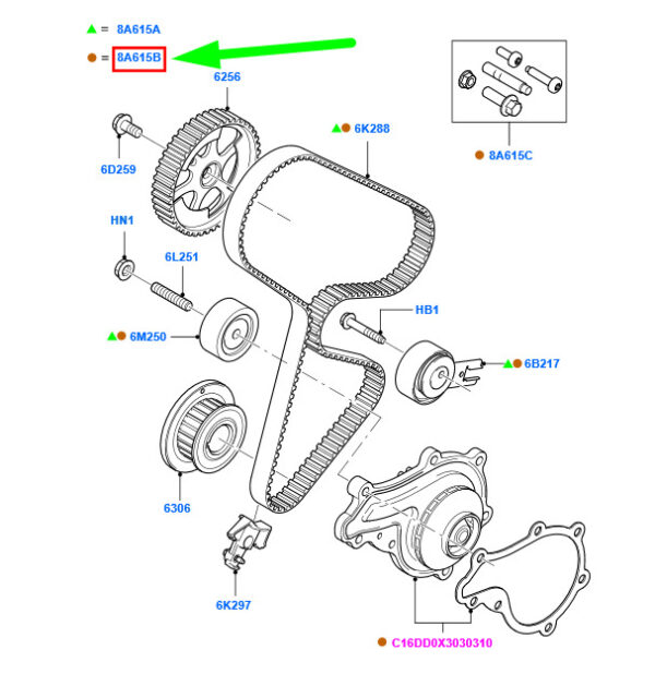 2008684 - NEW FORD C-MAX MK1 WATER PUMP TIMING BELT KIT 2008684 3M5Q-8B596-AB ORIGINAL