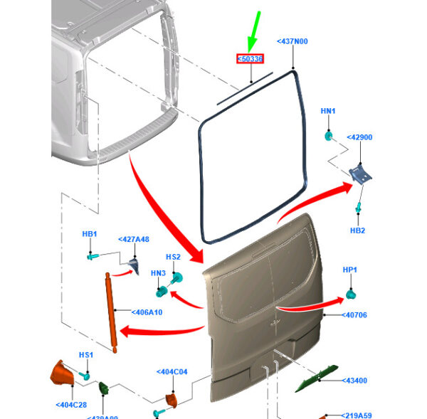 2012864 - FORD TOURNEO CUSTOM TAILGATE DOOR OPENING ROOF WEATHERSTRIP 2012864 NEW GENUINE