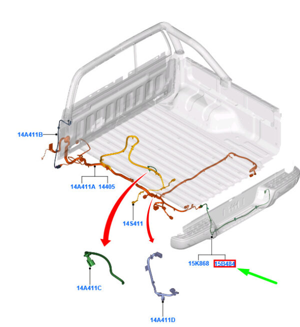 2014684 - NEW FORD RANGER T6 REAR PARKING AID WIRING 2014684 GB3T-15K868-BB ORIGINAL