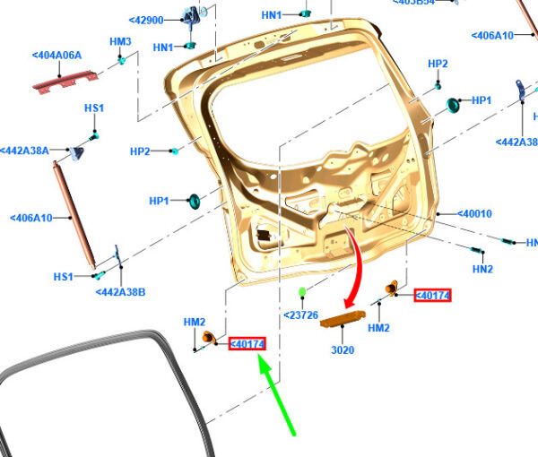2026492 - NEW FORD GALAXY MK3 LUGGAGE COMPARTMENT DOOR LOCATING PIN 2026492 ORIGINAL