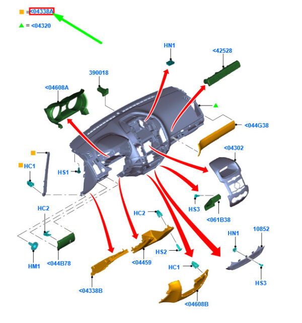2030406 - NEU FORD RANGER T6 MK1 INSTRUMENT LINKS UNTERES FELD TRIM ASSY 2030406 ORIGINAL