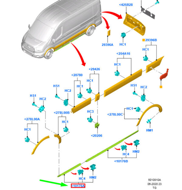 2036046 - NEW FORD TRANSIT MK4 FRONT LEFT SILL MOULDING 2036046 BK31-V10155-AF5CND