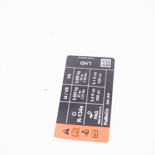 2038283 - FORD MUSTANG MK6 A/C REFRIGERANT STICKER LHD 2038283 FR3A-19A688-AD NEW