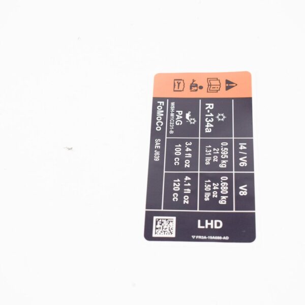 2038283 - FORD MUSTANG MK6 A/C REFRIGERANT STICKER LHD 2038283 FR3A-19A688-AD NEW