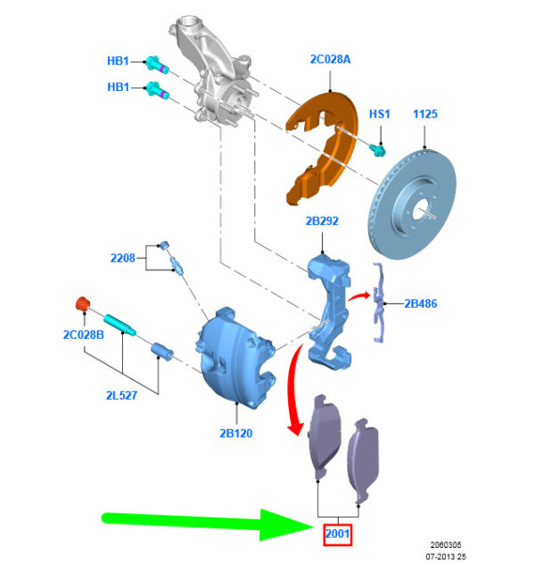 2101703 - NEW FORD TOURNEO CONNECT MK2 FRONT BRAKE PADS SET 2076355 ORIGINAL