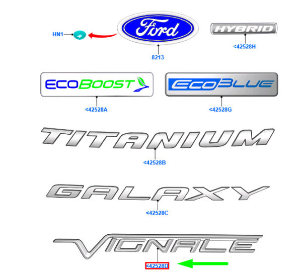 2108546 - NEW FORD GALAXY MK3 CD3910 RIGHT FENDER NAME PLATE BADGE 2108546 ORIGINAL