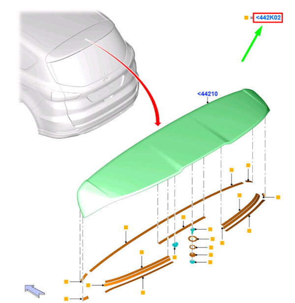 2109382 - NEW FORD GALAXY MK3 CD390 REAR SPOILER REPAIR KIT E1GJ-442A90-AD 2109382