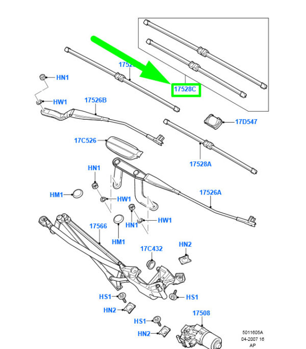 2120675 - NEW FORD FOCUS MK2 FRONT WIPER BLADE SET LHD 2120675 GM5J-S17528-BA ORIGINAL