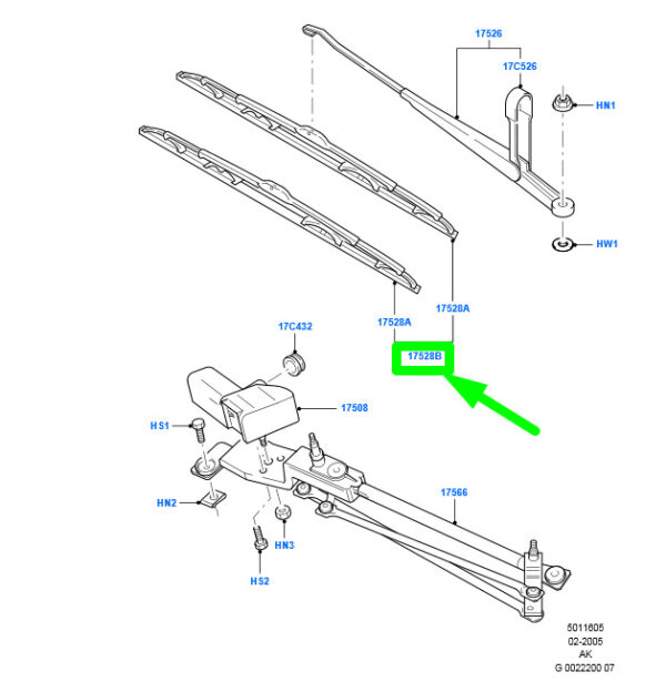 2120722 - NEW FORD FOCUS MK1 FRONT WIPER BLADE SET LHD GU7J-S17528-BA 2120722 ORIGINAL