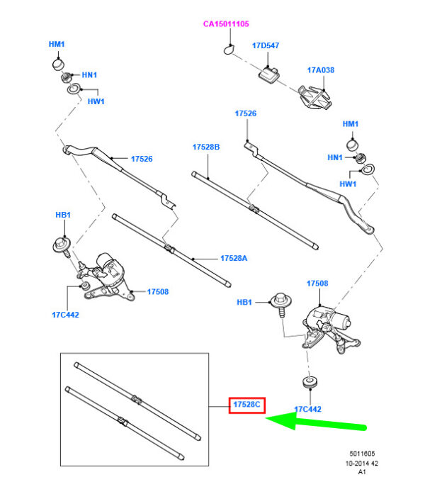2123401 - NEW FORD GALAXY MK2 FRONT WIPER BLADE SET 2123401 GM2J-S17528-CA ORIGINAL