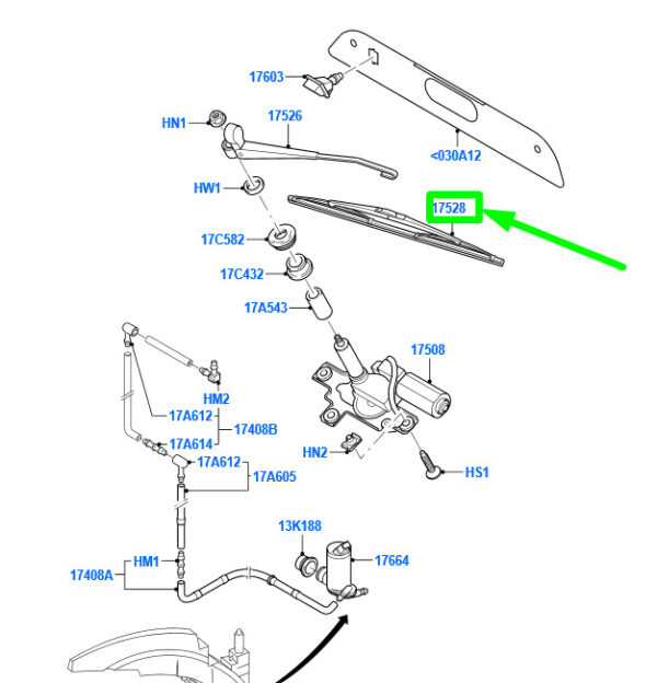 2147904 - NEW FORD FOCUS MK1 REAR WIPER BLADE ASSY GS8J-17402-AA 2147904 ORIGINAL