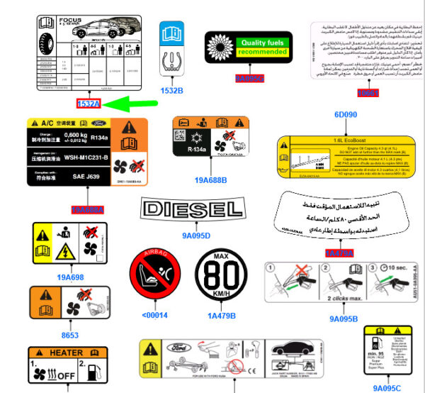 2159777 - NEW FORD FOCUS MK3 C346 STICKERS 2159777 CM51-1532-AE ORIGINAL