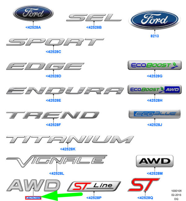 2179162 - NEW FORD EDGE MK2 FRONT FENDER NAME PLATE EMBLEM 2179162 GT4B-R000A72-AA