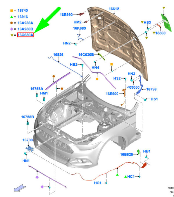 2179204 - NEW FORD MUSTANG MK6 FRONT HOOD LEFT SCOOP ASSY 2179204 ORIGINAL