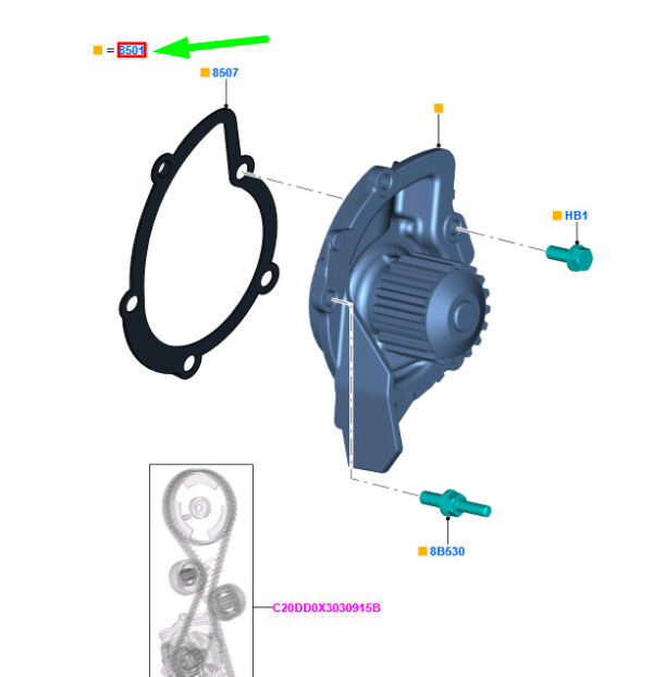 2183888 - NEW FORD KUGA MK1 C394 WATER PUMP REPAIR KIT ME9M5J-8591-AA 2183888 ORIGINAL