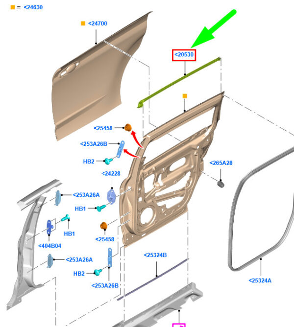2254670 - NEW FORD GRAND C-MAX MK2 RIGHT SLIDING DOOR WEATHERTRIP 2254670 GENUINE