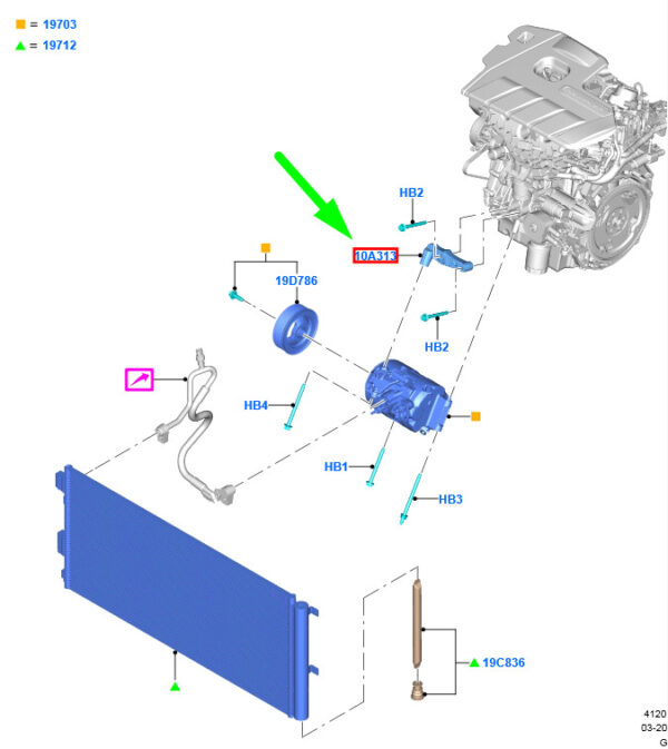 2274666 - NEW FORD FOCUS C519 MK8 A/C CONDENSER/COMPRESSOR BRACKET 2274666 ORIGINAL