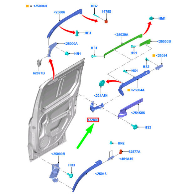 2292544 - FORD TOURNEO MK2 Hinten Schiebetür Rechtes Scharnier Assy 2292544 ORIGINAL