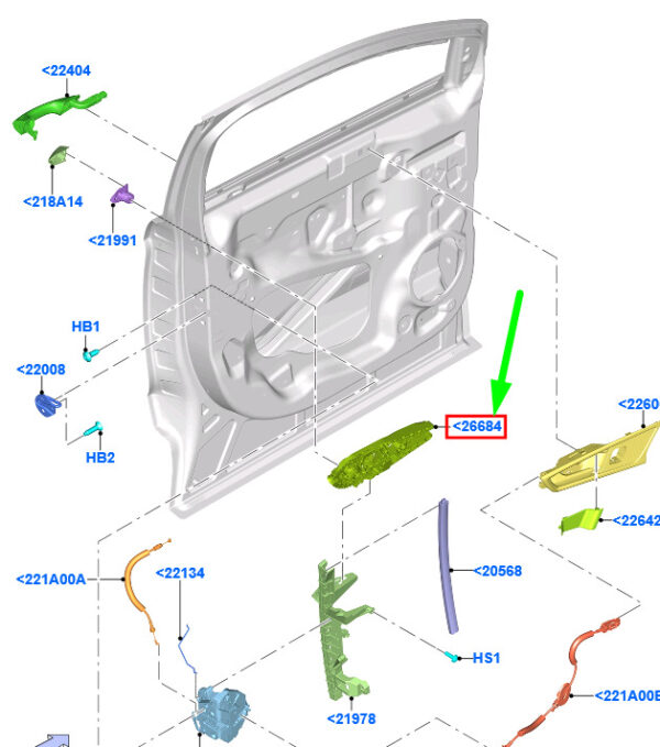 2364658 - FORD EDGE MK2 FRONT RIGHT DOOR HANDLE REINFORCEMENT LHD 2364658 NEW GENUINE