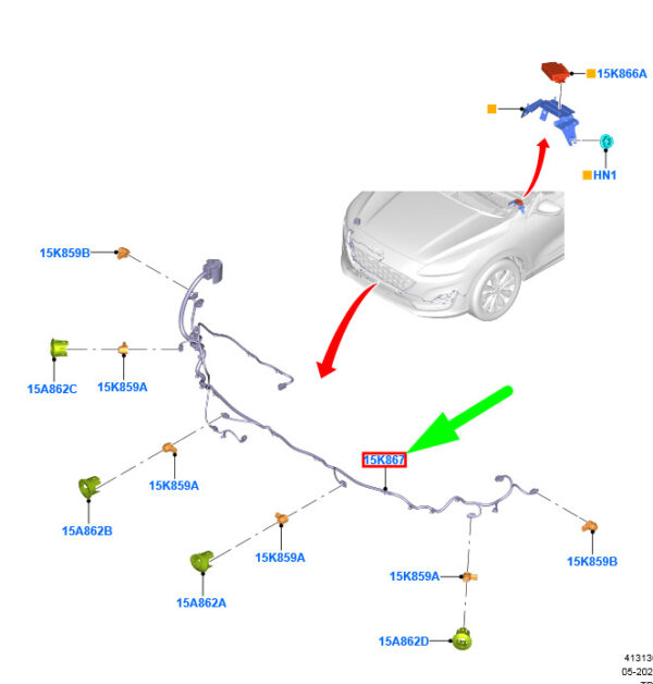 2460470 - NEW FORD KUGA CX482 MK3 FRONT PARKING DISTANCE AID SENSOR WIRE 2460470 ORIGINAL