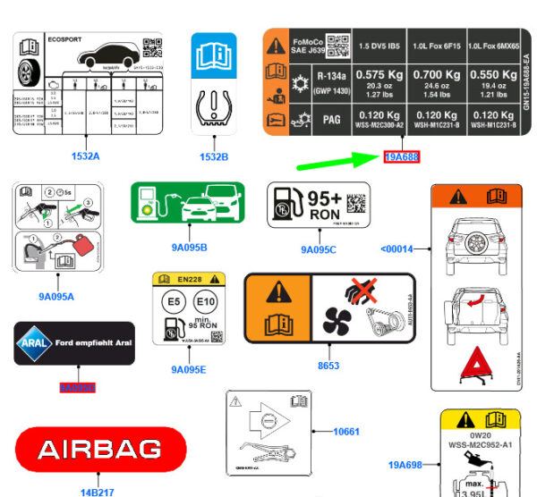 2479212 - NEW FORD ECOSPORT MK2 AIR CONDITIONING STICKER GN15-19A688-JB 2479212 ORIGINAL