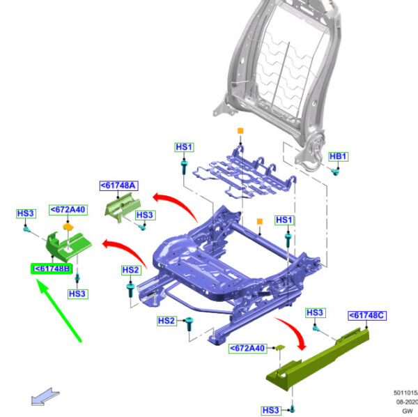 2488669 - FORD MUSTANG MACH-E FRONT LEFT SEAT RAIL COVER 2488669 NEW GENUINE