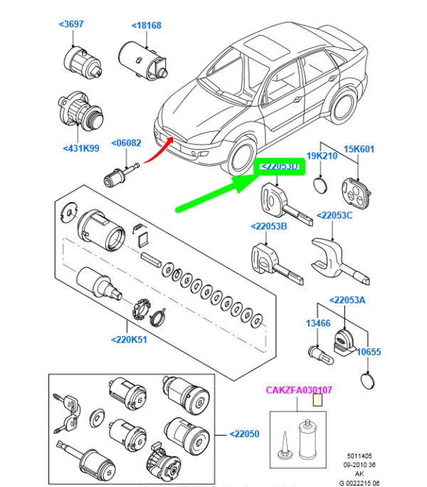 4007023 - NEW FORD FOCUS MK1 BLANK KEY NON ILLUMINATED 4007023 XS41-A22053-GC ORIGINAL