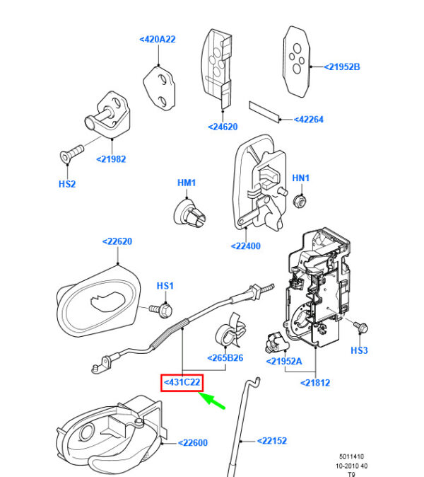 4067070 - NEW FORD TRANSIT MK3 FRONT DOOR HANDLE LOCK CONTROL CABLE 4067070 ORIGINAL