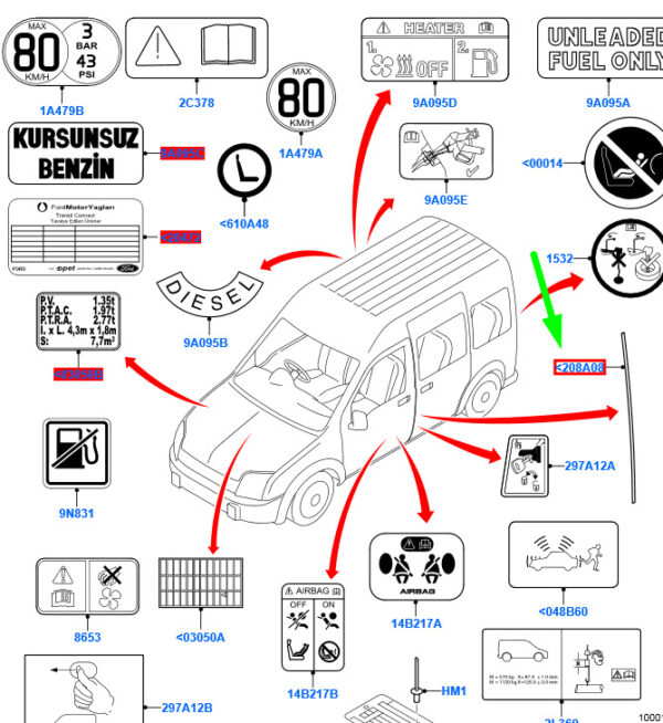 4406152 - NEW FORD TRANSIT CONNECT MK1 SIDE STICKER STRIPS 4406152 2T14-V25368-AB
