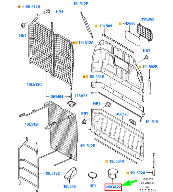 4419440 - NEW FORD TRANSIT CONNECT MK1 PARTITION CONNECTOR 2T14-25192-AA 4419440 ORIGINAL