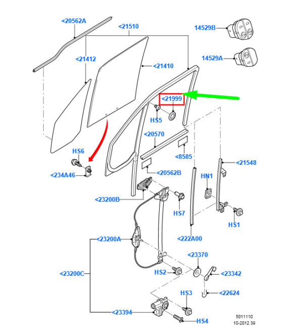 4447831 - NEW FORD TRANSIT CONNECT MK1 FRONT DOOR WINDOW CONNECTOR 447831 ORIGINAL