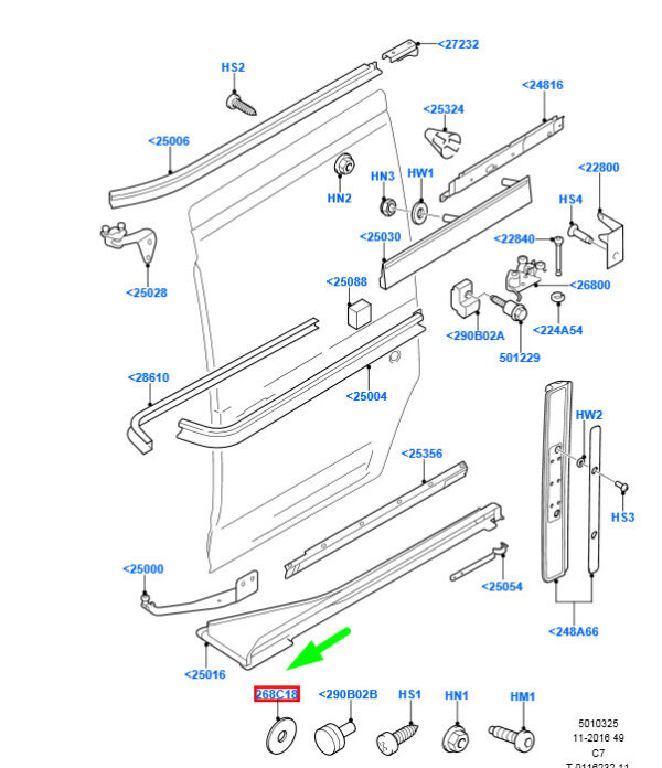 4463327 - NEW FORD TRANSIT CONNECT MK1 SLIDING LOAD DOOR WATER DEFLECTOR 4463327 ORIGINAL