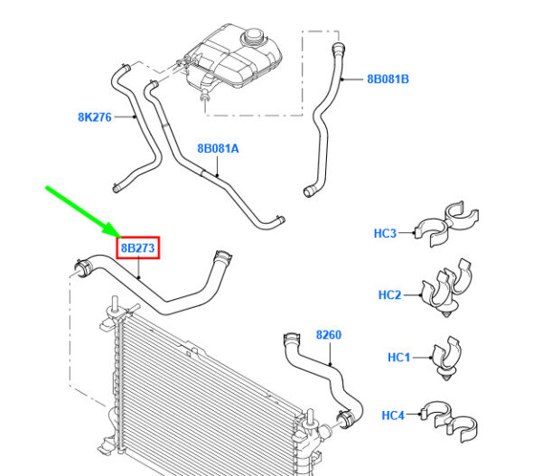 4521759 - NEW FORD TRANSIT CONNECT MK1 COOLING SYSTEM HOSE 2T14-8B273-CB 4521759 ORIGINAL