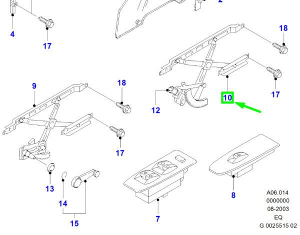 4529742 - NEW FORD RANGER MK3 FRONT LEFT DOOR WINDOW REGULATOR 4529742 ORIGINAL