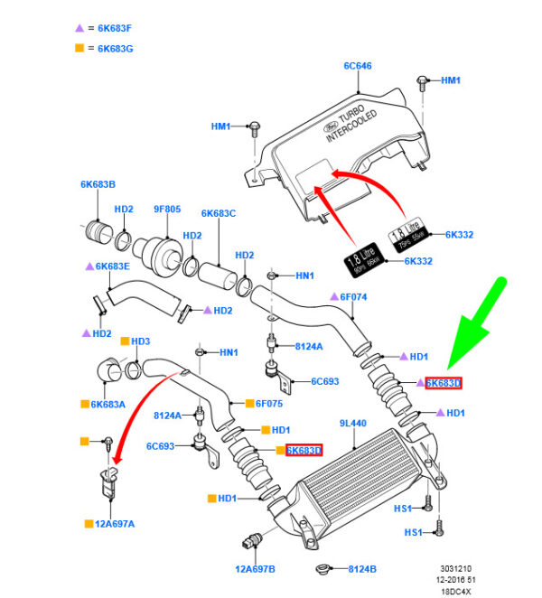 5050745 - NEW FORD TRANSIT CONNECT MK1 CHARGE AIR HOSE 5050745 ORIGINAL