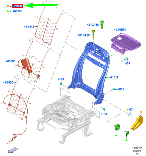 5198864 - FORD KUGA MK2 C520 Front Seat Left Handle 5198864 NEW GENUINE