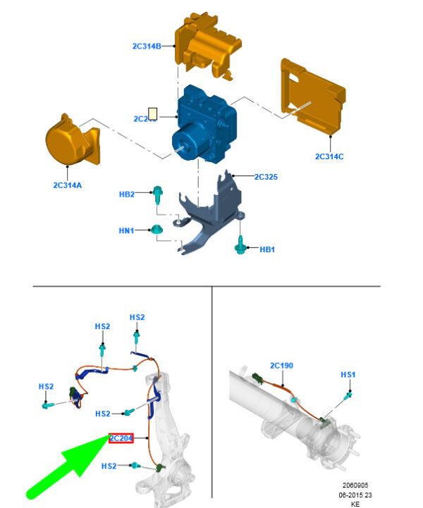 5246888 - NEW FORD RANGER T6 MK3 FRONT RIGHT ABS SENSOR DB39-2C204-BD 5246888 ORIGINAL