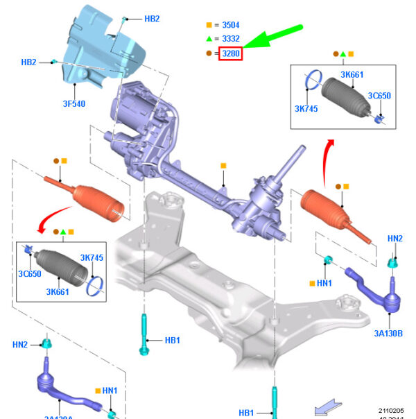 5310608 - NEW FORD EDGE MK2 STEERING GEAR INNER TIE ROD KIT 5310608 F2GC-3D032-AA ORIGINAL